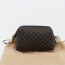 CELINE Macadam Canvas Pouch PVC Leather Brown Gold Auth 178013V-12