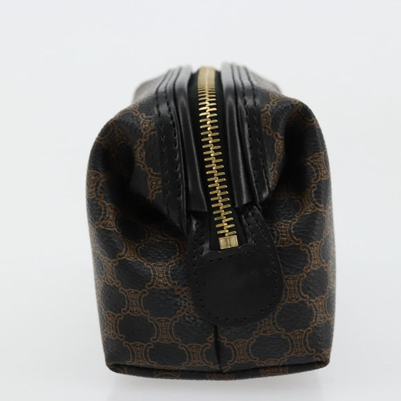 CELINE Macadam Canvas Pouch PVC Leather Brown Gold Auth 178013V
