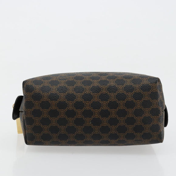 CELINE Macadam Canvas Pouch PVC Leather Brown Gold Auth 178013V