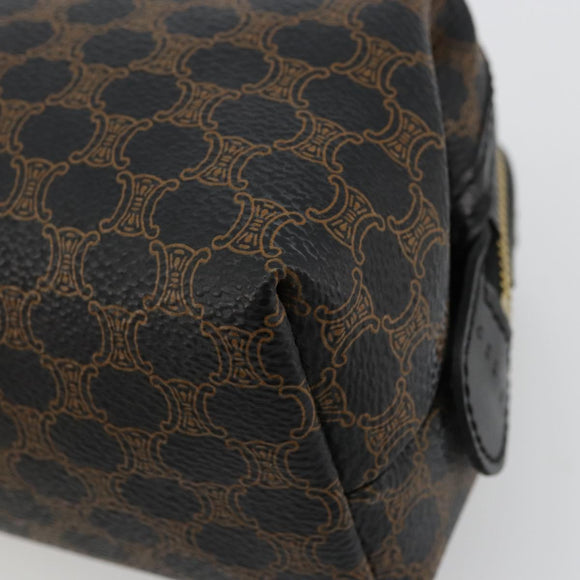 CELINE Macadam Canvas Pouch PVC Leather Brown Gold Auth 178013V
