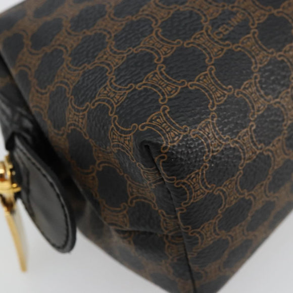 CELINE Macadam Canvas Pouch PVC Leather Brown Gold Auth 178013V