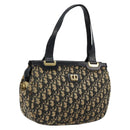 Christian Dior Trotter Canvas Hand Bag Navy Gold Auth 178015-1