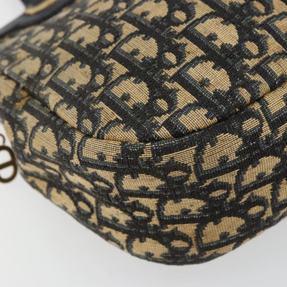 Christian Dior Trotter Canvas Hand Bag Navy Gold Auth 178015
