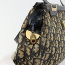 Christian Dior Trotter Canvas Hand Bag Navy Gold Auth 178015-15