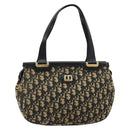 Christian Dior Trotter Canvas Hand Bag Navy Gold Auth 178015-2