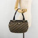 Christian Dior Trotter Canvas Hand Bag Navy Gold Auth 178015-20