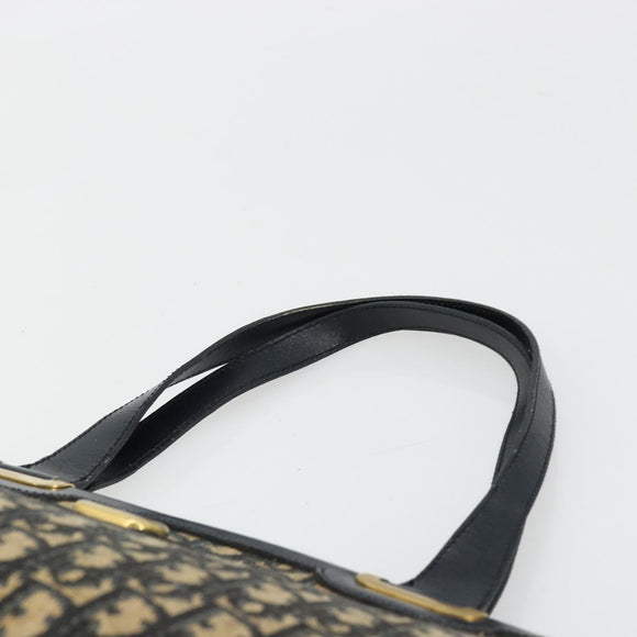 Christian Dior Trotter Canvas Hand Bag Navy Gold Auth 178015