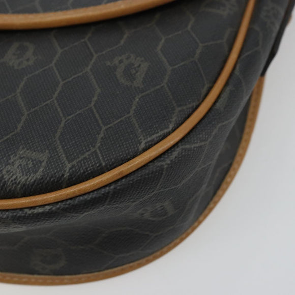 Christian Dior Honeycomb Canvas Shoulder Bag PVC Black Gold Auth 178016