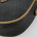 Christian Dior Honeycomb Canvas Shoulder Bag PVC Black Gold Auth 178016-16
