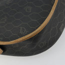 Christian Dior Honeycomb Canvas Shoulder Bag PVC Black Gold Auth 178016-9