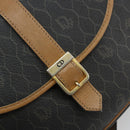 Christian Dior Honeycomb Canvas Shoulder Bag PVC Black Gold Auth 178016-17