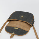Christian Dior Honeycomb Canvas Shoulder Bag PVC Black Gold Auth 178016-10