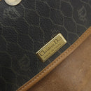 Christian Dior Honeycomb Canvas Shoulder Bag PVC Black Gold Auth 178016-18