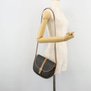 Christian Dior Honeycomb Canvas Shoulder Bag PVC Black Gold Auth 178016-21