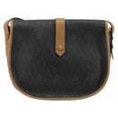 Christian Dior Honeycomb Canvas Shoulder Bag PVC Black Gold Auth 178016-2
