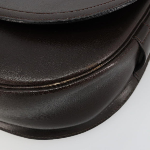 Christian Dior Shoulder Bag Leather Dark Brown Gold Auth 178017
