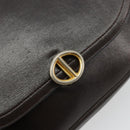Christian Dior Shoulder Bag Leather Dark Brown Gold Auth 178017-14