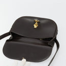 Christian Dior Shoulder Bag Leather Dark Brown Gold Auth 178017-15
