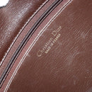 Christian Dior Shoulder Bag Leather Dark Brown Gold Auth 178017-16