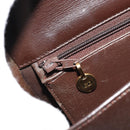 Christian Dior Shoulder Bag Leather Dark Brown Gold Auth 178017-20