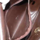 Christian Dior Shoulder Bag Leather Dark Brown Gold Auth 178017-21