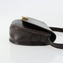 Christian Dior Shoulder Bag Leather Dark Brown Gold Auth 178017-4
