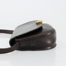 Christian Dior Shoulder Bag Leather Dark Brown Gold Auth 178017-5