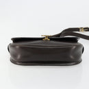 Christian Dior Shoulder Bag Leather Dark Brown Gold Auth 178017-9