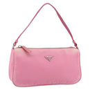 PRADA Accessory Pouch Nylon Pink Silver Auth 178018-1