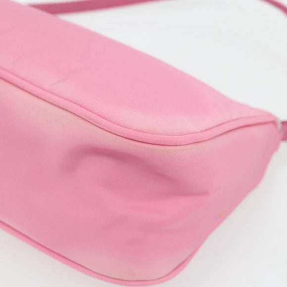 PRADA Accessory Pouch Nylon Pink Silver Auth 178018