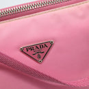 PRADA Accessory Pouch Nylon Pink Silver Auth 178018-17