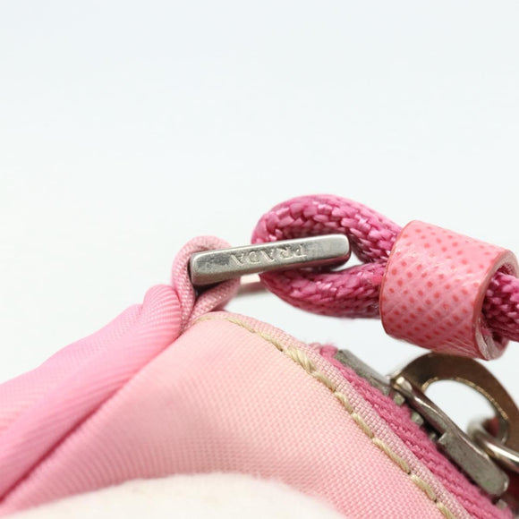 PRADA Accessory Pouch Nylon Pink Silver Auth 178018