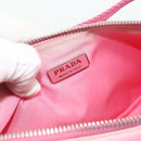 PRADA Accessory Pouch Nylon Pink Silver Auth 178018-19