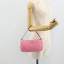 PRADA Accessory Pouch Nylon Pink Silver Auth 178018-22