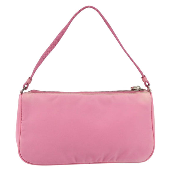 PRADA Accessory Pouch Nylon Pink Silver Auth 178018