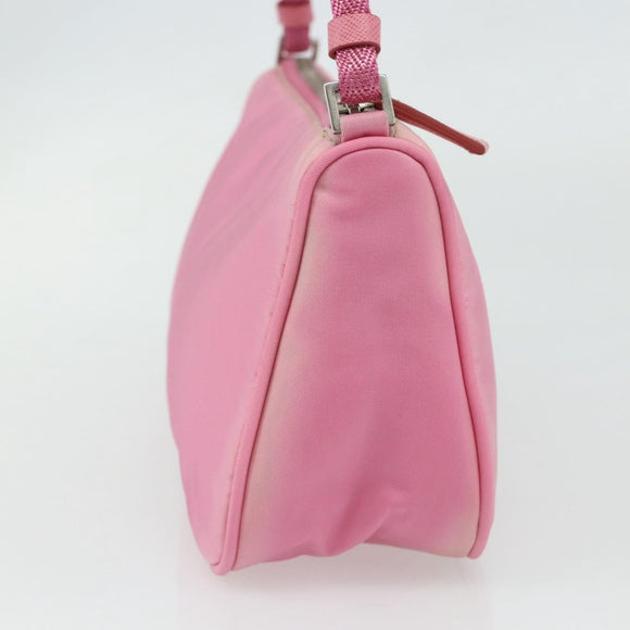 PRADA Accessory Pouch Nylon Pink Silver Auth 178018