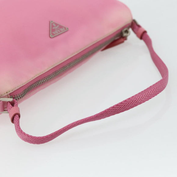 PRADA Accessory Pouch Nylon Pink Silver Auth 178018