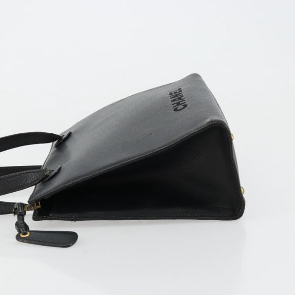 CHANEL Tote Bag Caviar Skin Black Gold CC Auth 178022