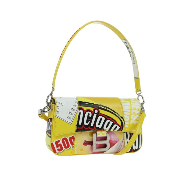 BALENCIAGA Hour glass Bag Leather 2way Yellow Silver 828976 Auth 178023SM