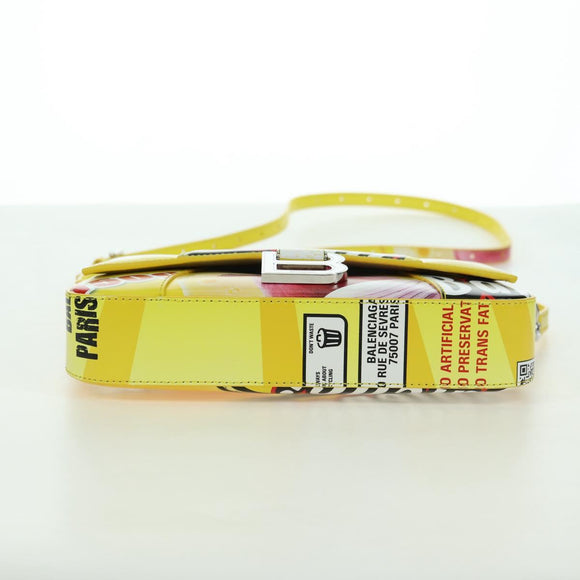BALENCIAGA Hour glass Bag Leather 2way Yellow Silver 828976 Auth 178023SM