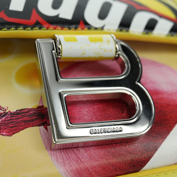 BALENCIAGA Hour glass Bag Leather 2way Yellow Silver 828976 Auth 178023SM