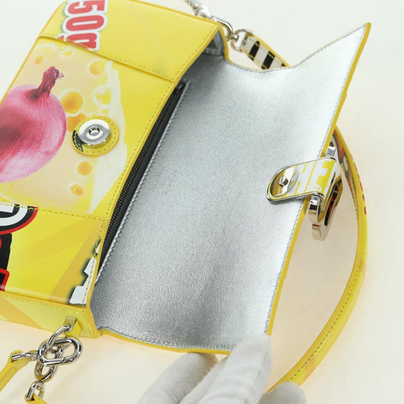 BALENCIAGA Hour glass Bag Leather 2way Yellow Silver 828976 Auth 178023SM
