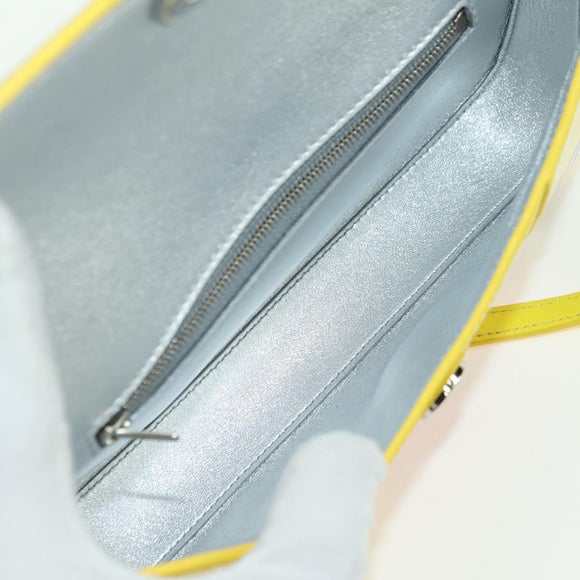 BALENCIAGA Hour glass Bag Leather 2way Yellow Silver 828976 Auth 178023SM