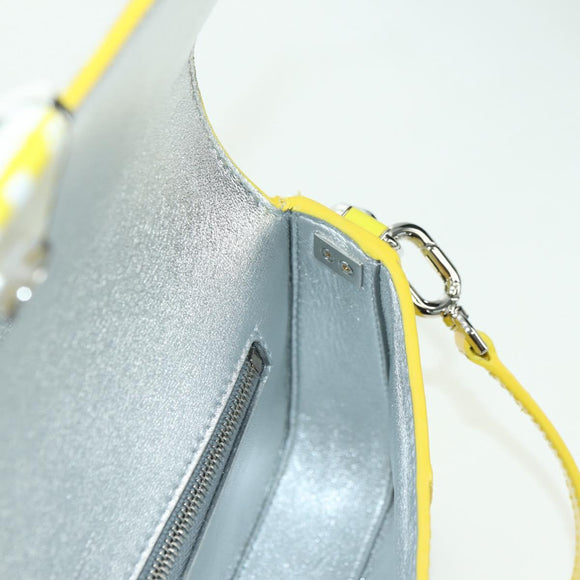 BALENCIAGA Hour glass Bag Leather 2way Yellow Silver 828976 Auth 178023SM
