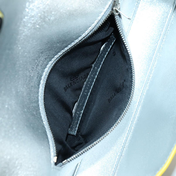 BALENCIAGA Hour glass Bag Leather 2way Yellow Silver 828976 Auth 178023SM