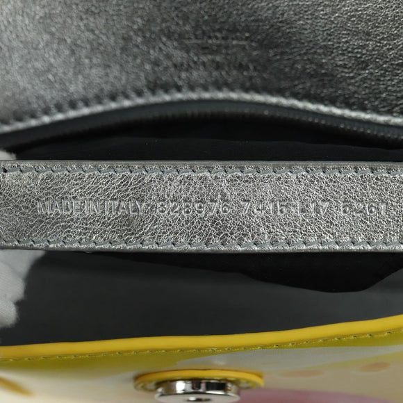 BALENCIAGA Hour glass Bag Leather 2way Yellow Silver 828976 Auth 178023SM