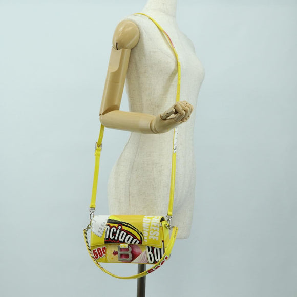 BALENCIAGA Hour glass Bag Leather 2way Yellow Silver 828976 Auth 178023SM