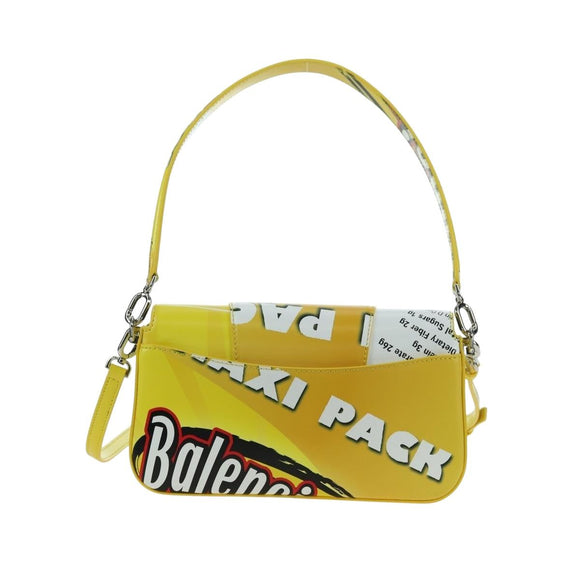 BALENCIAGA Hour glass Bag Leather 2way Yellow Silver 828976 Auth 178023SM