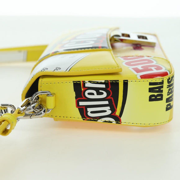 BALENCIAGA Hour glass Bag Leather 2way Yellow Silver 828976 Auth 178023SM