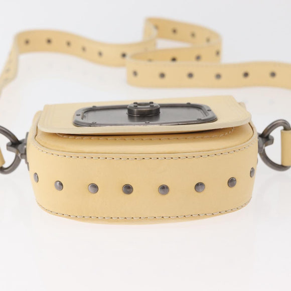 CELINE Shoulder Bag Leather Ivory Auth 178026A